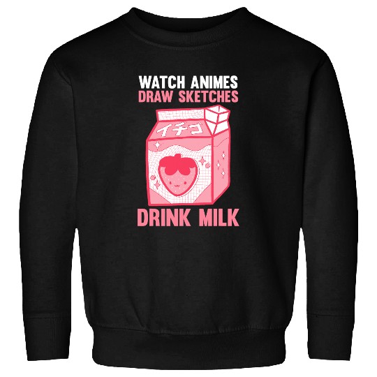 Sketching Anime Strawberry Milk Sweatshirts