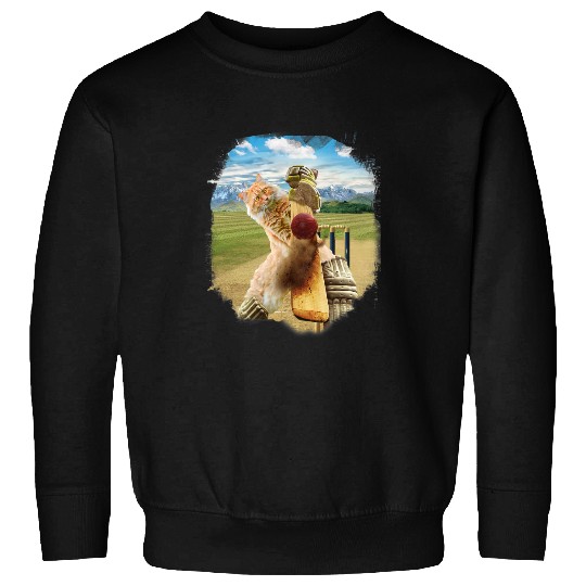 Cat Paws Cricket Fan Maine Coon Cat Playing Cricket Sweatshirts