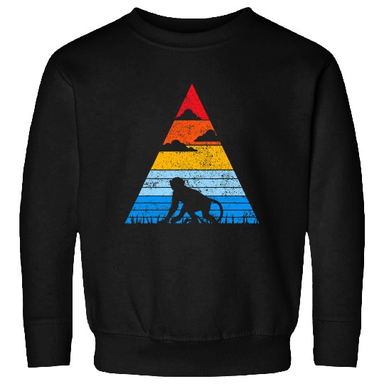 Retro Chimpanzee Sunset Silhouette Animal Monkey Sweatshirts