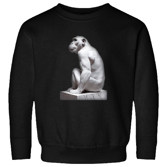 WhiteMarble Statue Of A Chimpanzee Sweatshirts