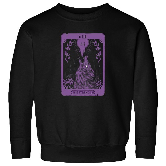 wolfs Lover Occult Tarot Card Strength of wolfs Design Dark Witchcraft Sweatshirts