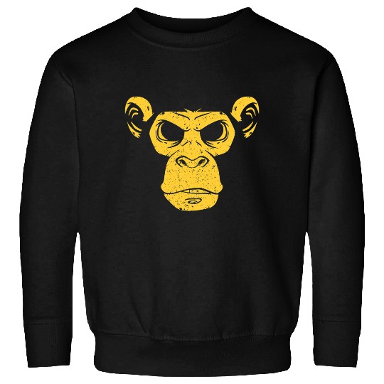 Wild Bad Chimpanzee Grumpy Ape Gorilla Monkey Face Costume Sweatshirts