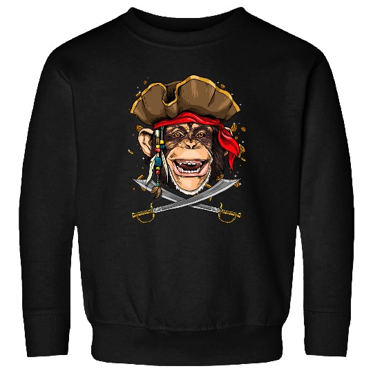 Monkey Lover Pirate Monkey Face Jolly Roger Flag Nautical Monkey Lover Sweatshirts
