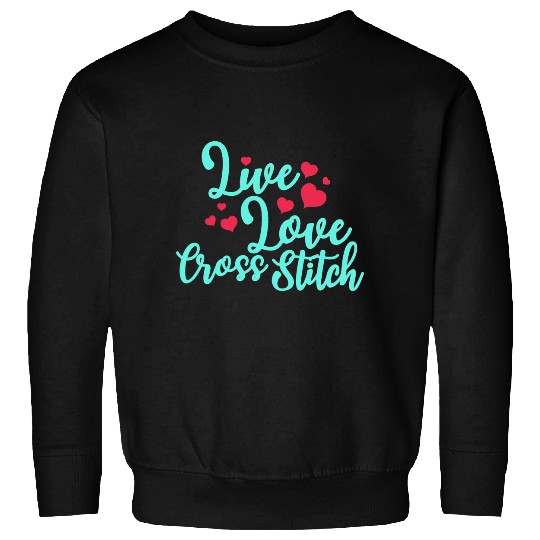 Womens Live Love Cross Stitch Sweatshirts