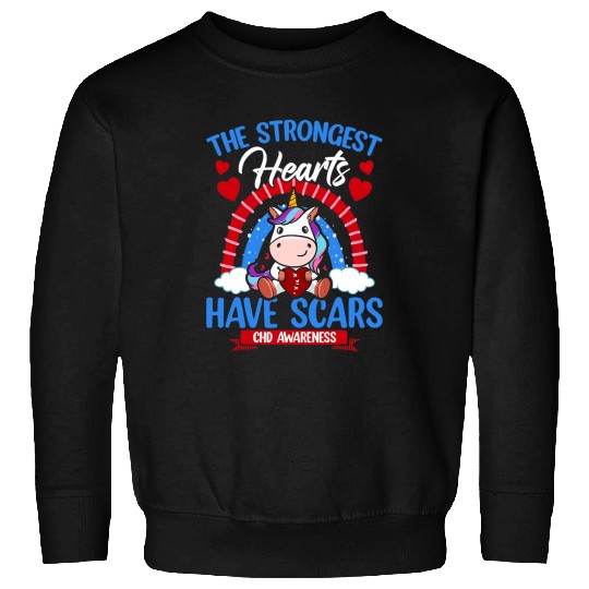 Unicorns The Strongest Hearts Have Scars CHD Awareness Cute Unicorns 3 Sweatshirts