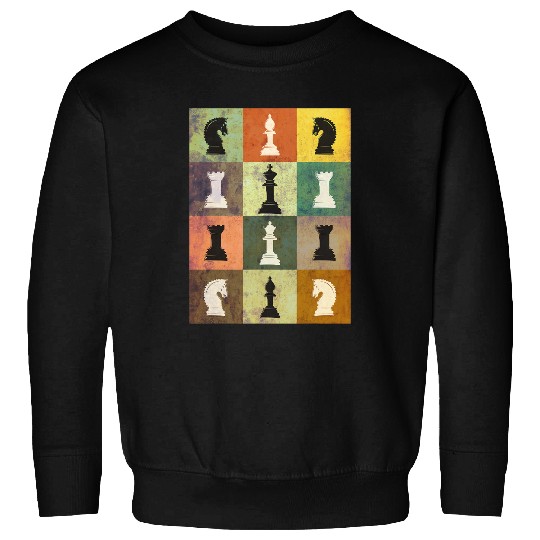 vintages Chess Pieces Chess King Queen Sweatshirts