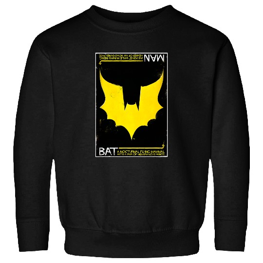 WB100 DC Comics Batman Classic Distressed Bat Info Card Sweatshirts