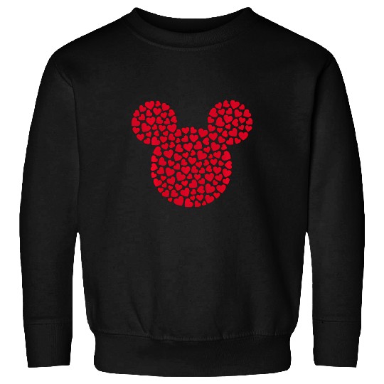 Disney Mickey Mouse Icon Filled With Red Hearts Sweatshirts