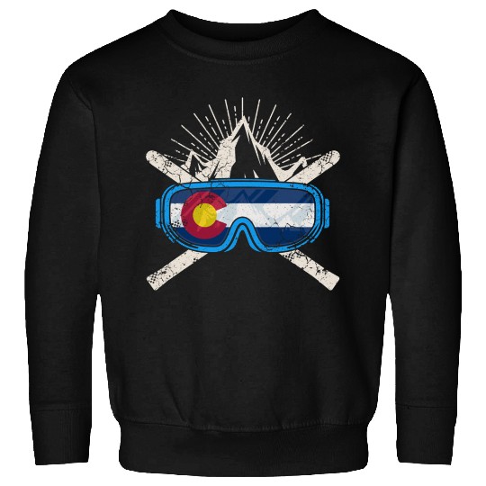 Colorado Flag Ski Skiing - Colorado - Sweatshirts