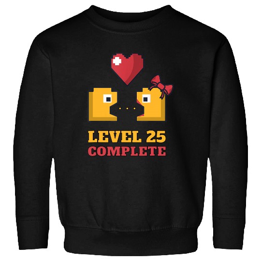 Funny Gamers Level 25 Complete 25th Wedding Anniversary Sweatshirt