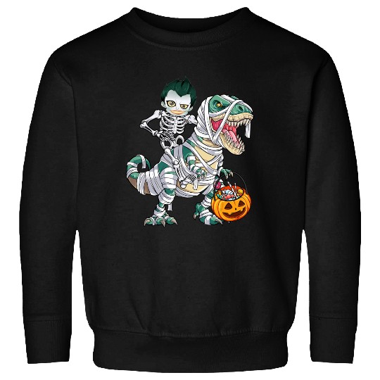 Skeleton Riding Mummy Dinosaur T-rex Halloween Joker Sweatshirt