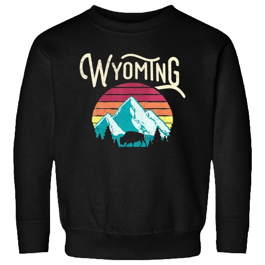 Retro Wyoming Mountains State Wildlife Sweatshirt
