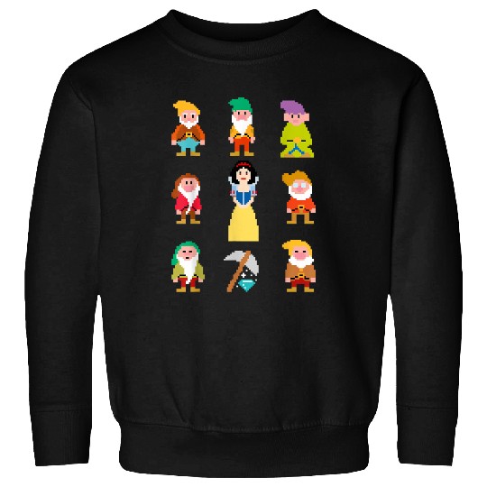 Disneyss Snow White Pixelated Dwarfs Graphic Sweatshirts