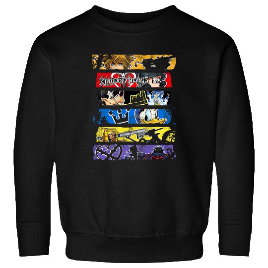 Disneys Kingdom Hearts Epic Character Panels Distressed Logo Sweatshirts