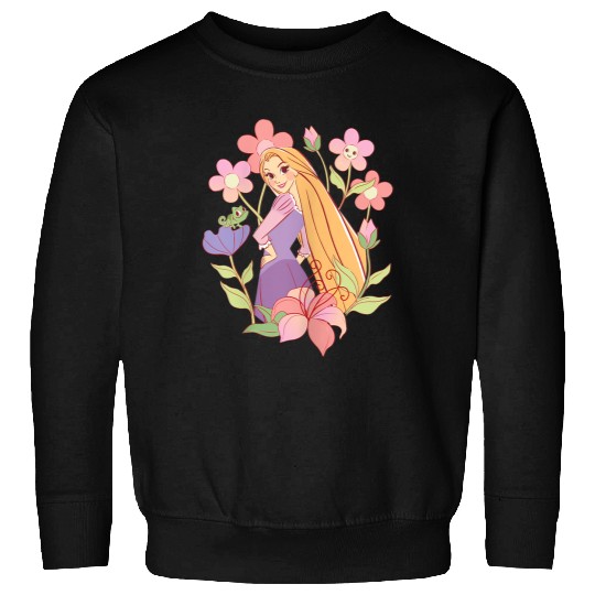 Disneyss Tangled Rapunzel Pascal Floral Princess Sketch Sweatshirts