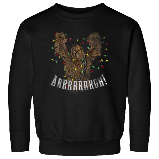 Star Warss Chewbacca Roar Christmas Lights Distressed Disneyss+ Sweatshirts