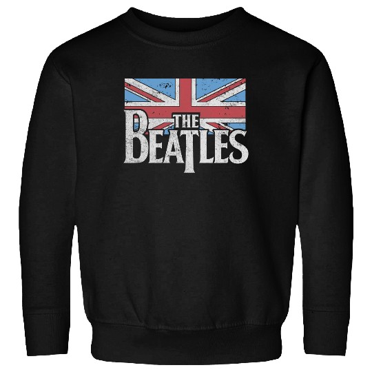 Vintage Sweatshirts - The Beatles Unisex Top Drop T Logo & Vintage Flag Classic Rock Retro Sweatshirts