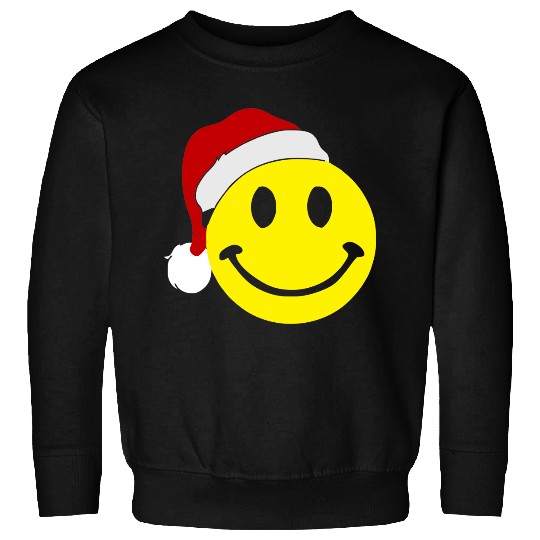 Smiley Face Wears Santa Hat Merry Christmas Sweatshirts