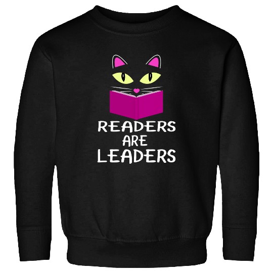 Cute Kitty Cat Face Readers Are Leaders Sweatshirts