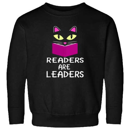 Cute Kitty Cat Face Readers Are Leaders Sweatshirts