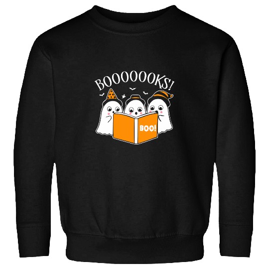 booooks ghosts halloween teacher book library reading 8 Sweatshirts