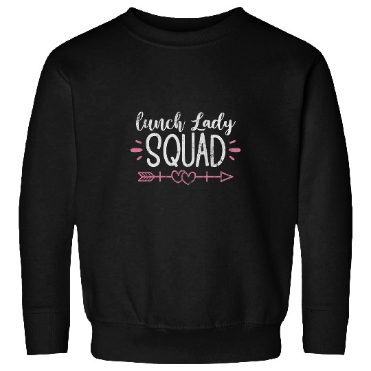 Womens Lunch Lady Squad School Cafeteria Worker Distressed Sweatshirts