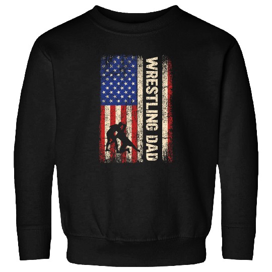 Wrestling Dad USA American Flag Wrestle Men Fathers Day Tee Sweatshirts