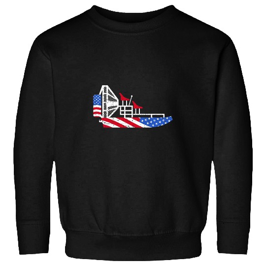 Airboat 4th of July USA Flag Swamp Boat Fanboat Patriotic Sweatshirts