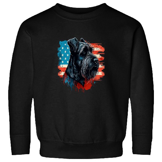 Dog Schnauzer Memorial Day Giant Schnauzer American Flag USA 4th of July Sweatshirts