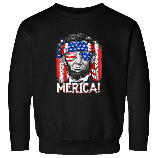 Abraham Lincoln 4th Of July Merica Men Women American Flag Sweatshirts