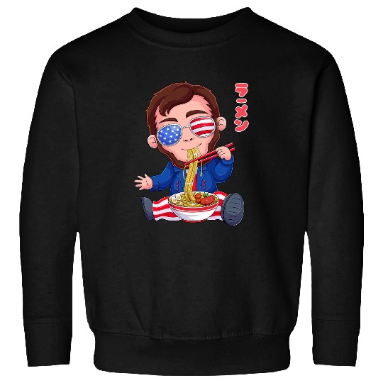 Abe Abraham Lincoln Ramen 4th Of July American Noodles Soup Sweatshirts