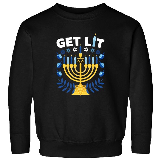 Funny Ugly Hanukkah Sweater Lets Get Lit Menorah 298 Sweatshirts