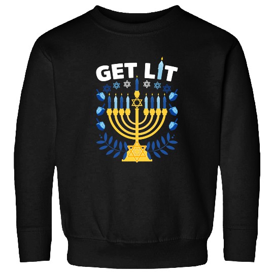 Funny Ugly Hanukkah Sweater Lets Get Lit Menorah 298 Sweatshirts