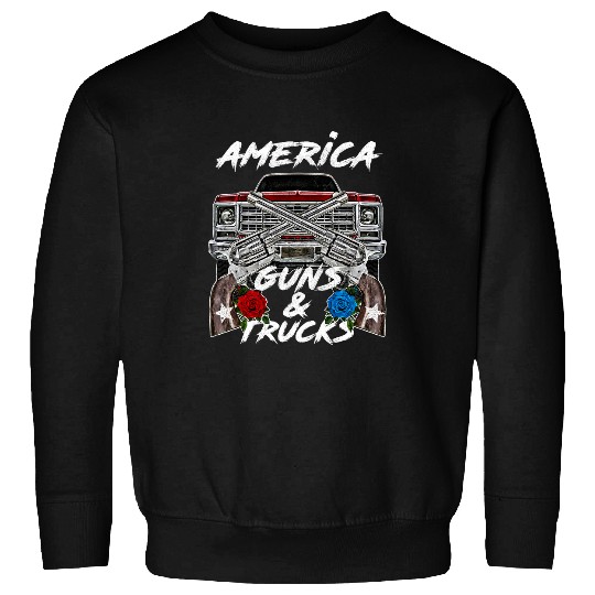 America Guns Trucks Patriot Squarebody Square Body Truck USA Sweatshirts