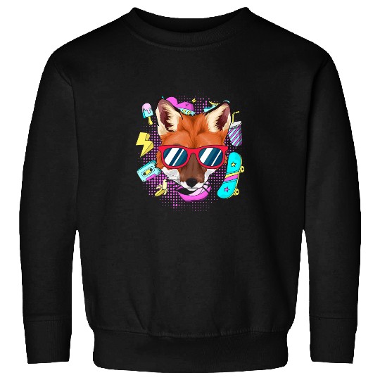 Fox Lover Cool Skateboard Party Animal Sunglasses Funny Fox Sweatshirts