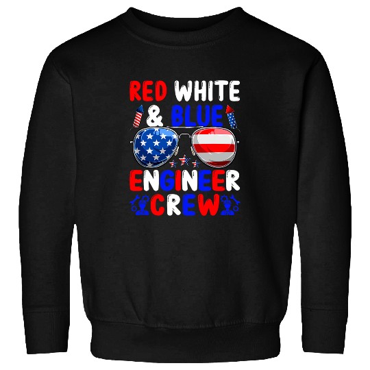 Funny Red White And Blue Engineer Squad American Flag Sweatshirts