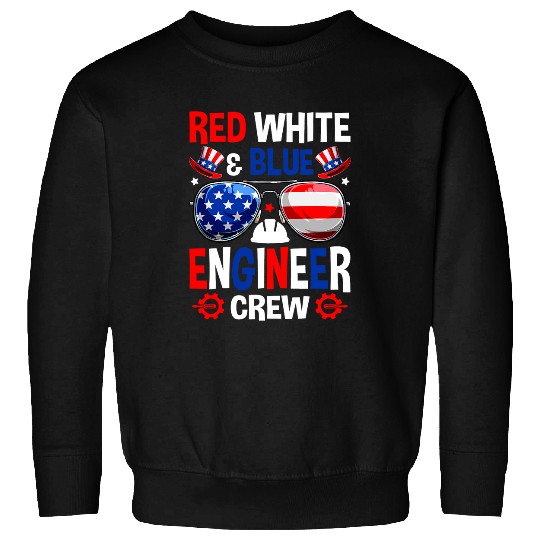 Funny Red White Blue Engineer Retro 4th Of July Men Women Sweatshirts