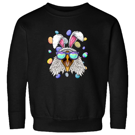 Bald Eagle Easter Bunny Ears Funny Easter Eggs Hunting Sweatshirts