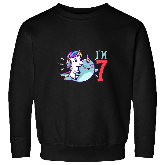 Narwhal Lover 7th Birthday Unicorns Narwhal Sweatshirts
