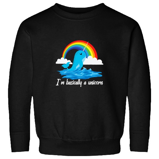 Narwhal Lover Im Basically A Unicorns Cute Narwhal Rainbows Sweatshirts