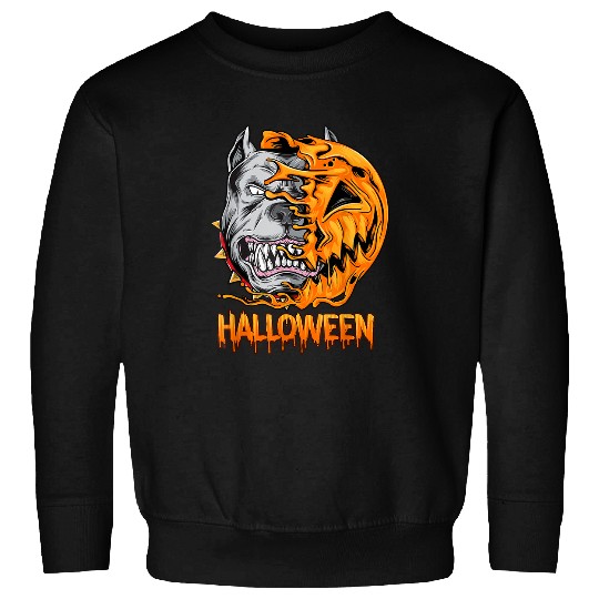 Bully Halloween Pumpkin Skeletons Scary Spooky Season 121 Pitbull Dog Sweatshirts