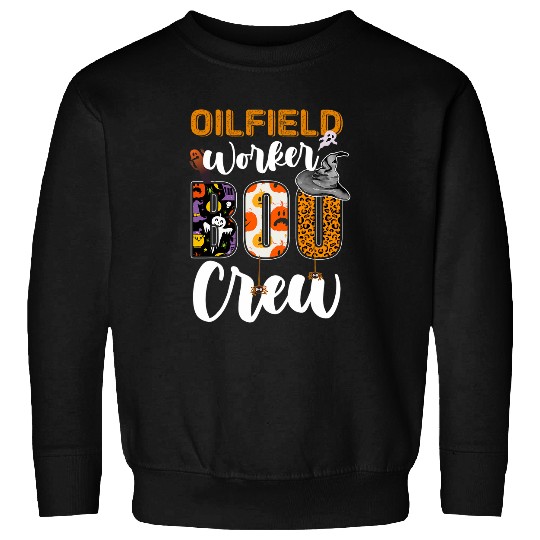Oilfield Worker Boo Crew Funny Halloween Technician Matching Sweatshirts