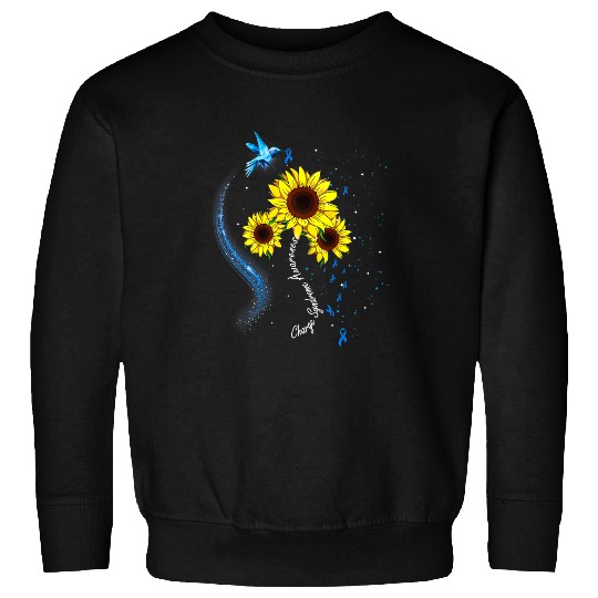 Hummingbird Blue Sunflower Charge Syndromes Awareness Sweatshirts