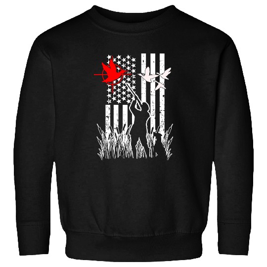 Ducks Quack American Flag Patriotic Duck Hunting Waterfowl Goose Hunting 210 Duckie Ducks Sweatshirts