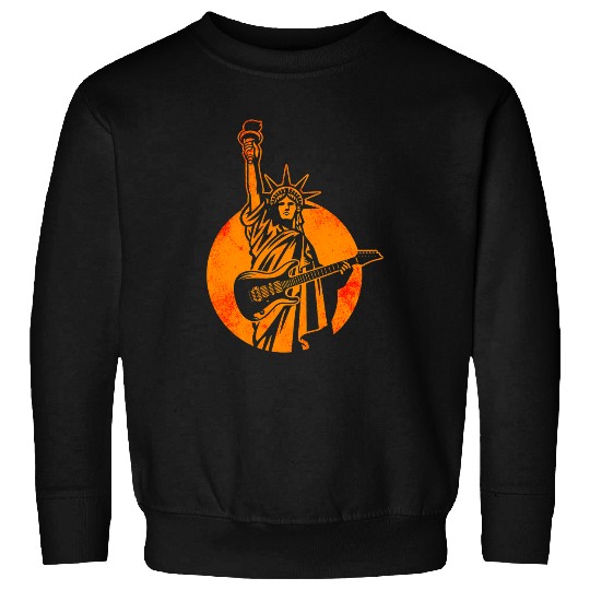 Guitarist Statue of Liberty Playing Electric Guitar Bass Rock Music 1 Guitar Sweatshirts