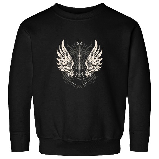 Guitarist Wings vintages Retro 80s Rock Roll Music Guitar Sweatshirts