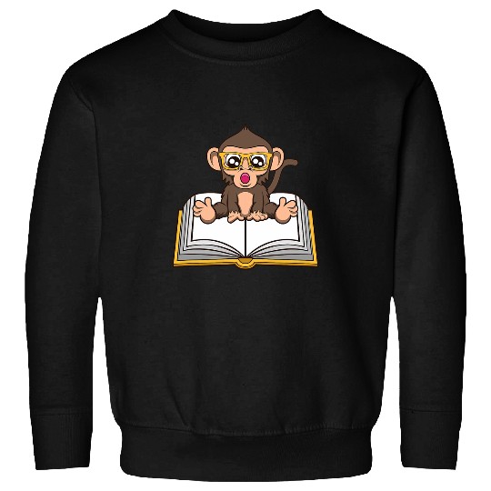 Funny Monkey Book Reading Ape Literature Sweatshirts