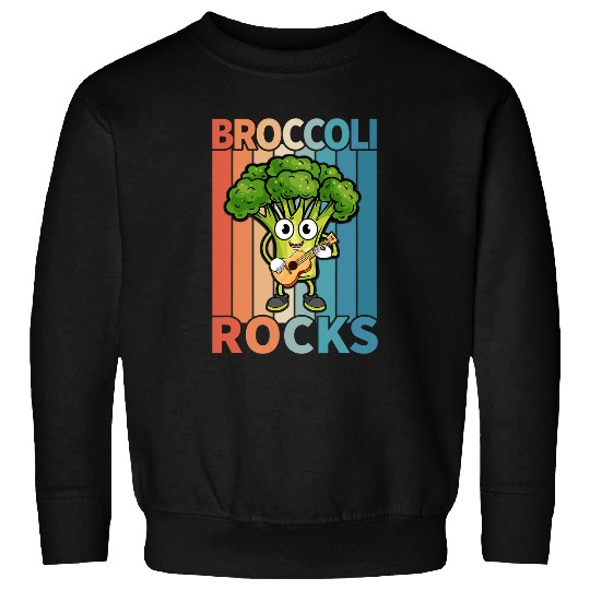 Guitarist Broccoli Rock Retro Rock Guitarist Vegan Broccoli Lover Guitar Sweatshirts