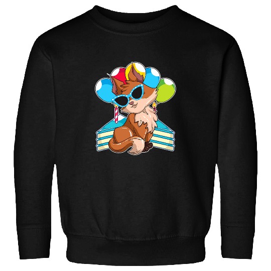 Fox Lover Funny Party Cake Cool Sunglasses Party Animal Forest Fox Sweatshirts
