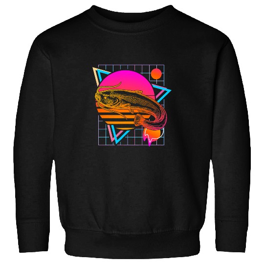 Fishing Catfish Retro 80s Style vintages Fishing Fisher Sweatshirts